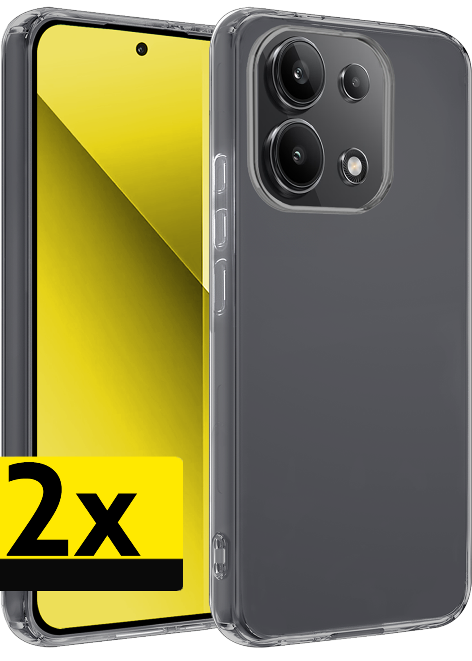 LUQ Hoesje Geschikt voor Xiaomi Redmi Note 13 4G Hoesje Siliconen Case - Hoes Geschikt voor Xiaomi Redmi Note 13 4G Hoes Siliconen - Transparant - 2 Stuks