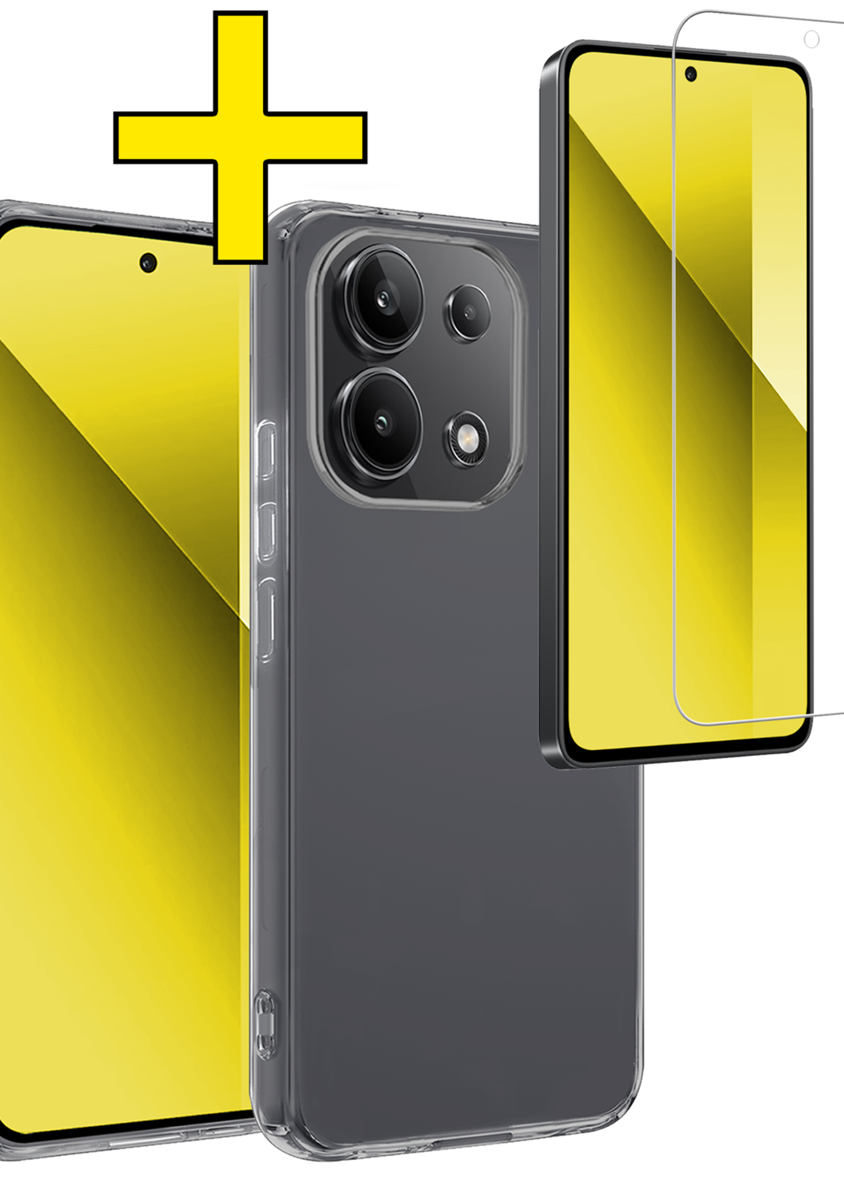 LUQ Hoesje Geschikt voor Xiaomi Redmi Note 13 4G Hoesje Siliconen Case Met Screenprotector - Hoes Geschikt voor Xiaomi Redmi Note 13 4G Hoes Siliconen - Transparant