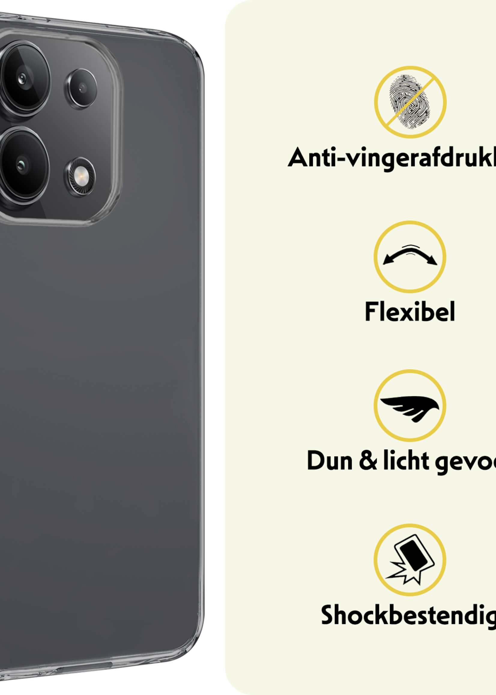 LUQ Hoesje Geschikt voor Xiaomi Redmi Note 13 4G Hoesje Siliconen Case Met Screenprotector - Hoes Geschikt voor Xiaomi Redmi Note 13 4G Hoes Siliconen - Transparant