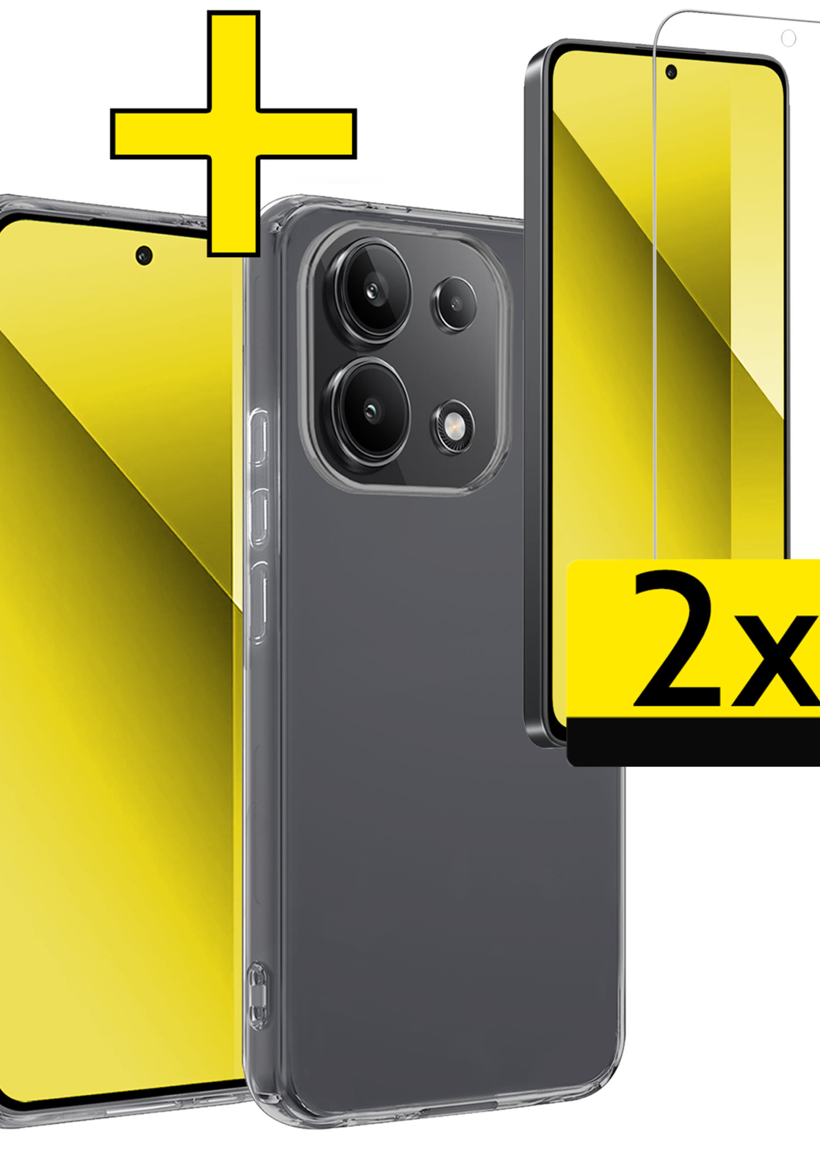 LUQ Hoesje Geschikt voor Xiaomi Redmi Note 13 4G Hoesje Siliconen Case Met 2x Screenprotector - Hoes Geschikt voor Xiaomi Redmi Note 13 4G Hoes Siliconen - Transparant