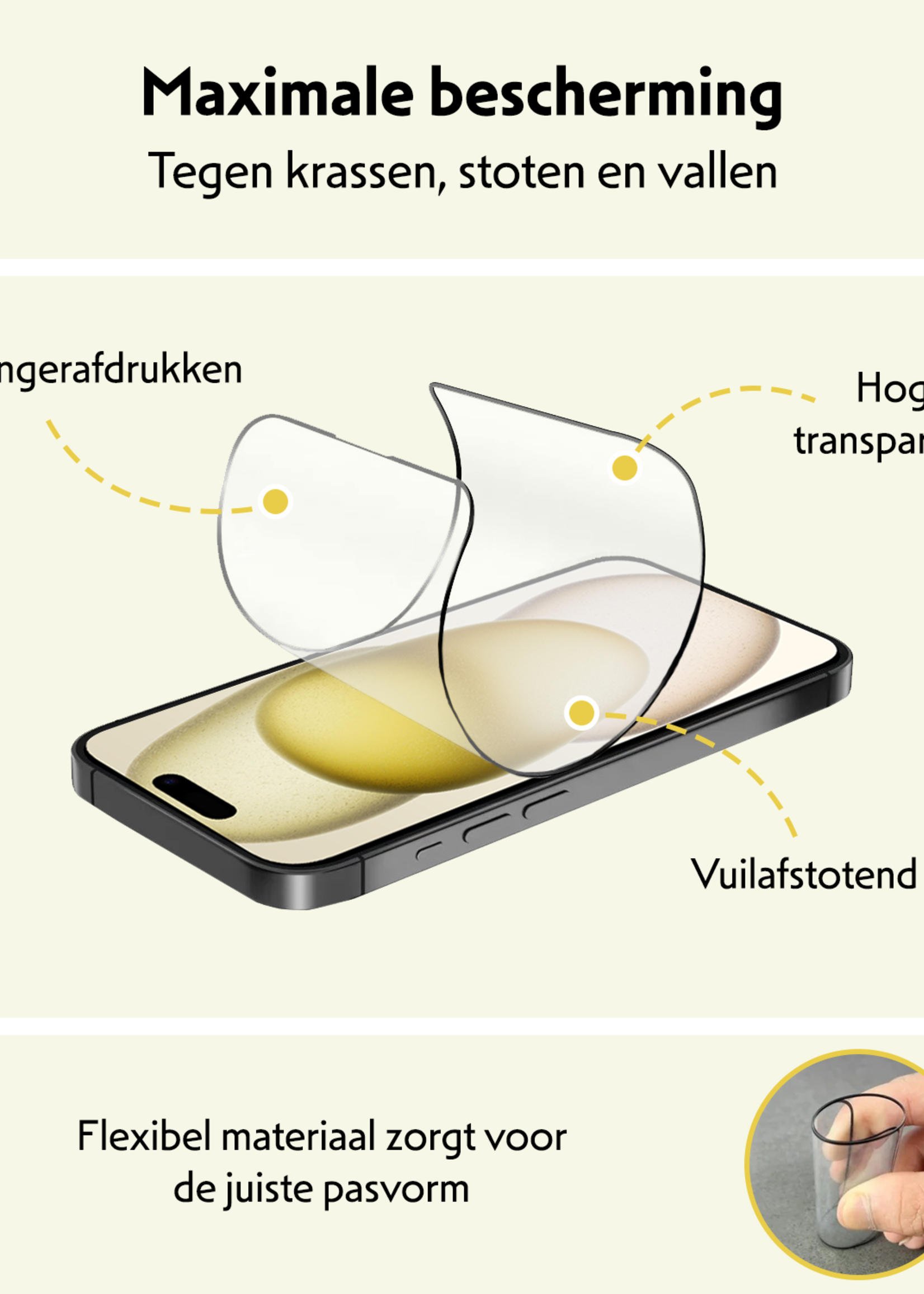 LUQ Screenprotector - Geschikt voor - iPhone 15 Pro - Screenprotector Met Installatie Kit Buigbaar Glas Full Cover - Screenprotector Geschikt voor iPhone 15 Pro Screenprotector Met Uitlijningstool Full Cover