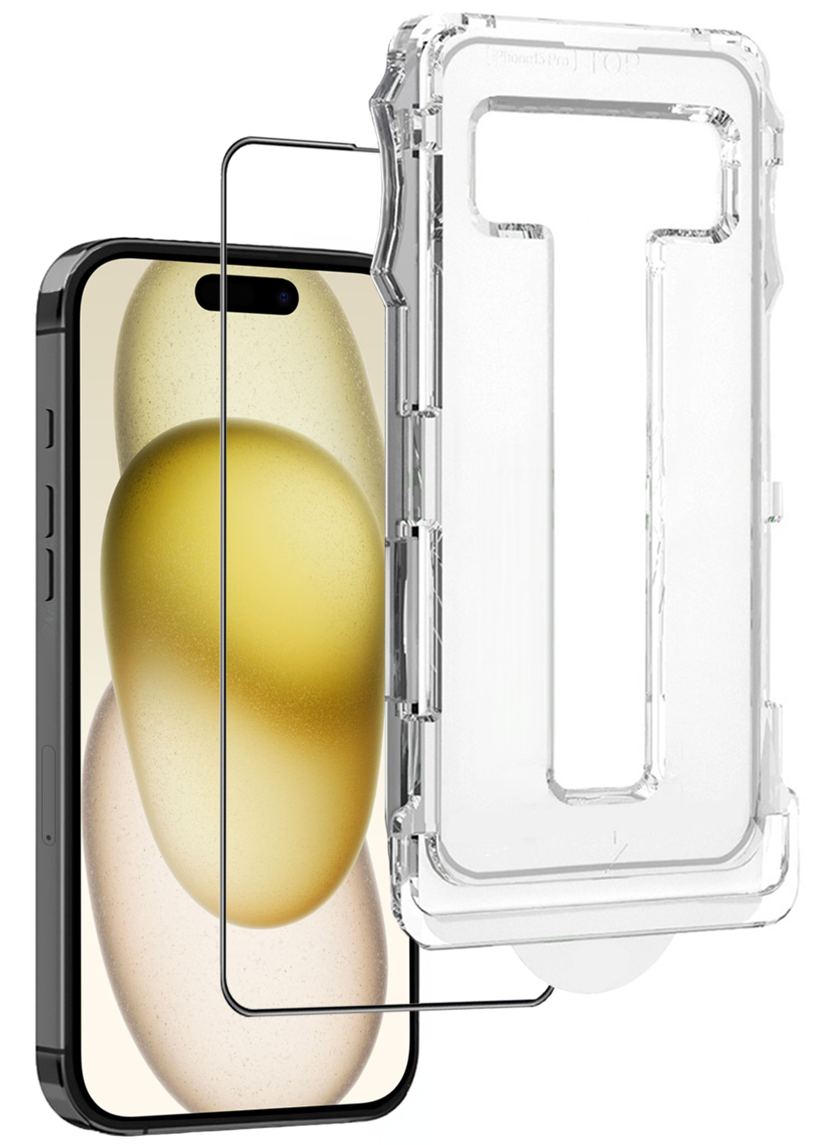 LUQ Screenprotector - Geschikt voor - iPhone 15 Pro Max - Screenprotector Met Installatie Kit Buigbaar Glas Full Cover - Screenprotector Geschikt voor iPhone 15 Pro Max Screenprotector Met Uitlijningstool Full Cover