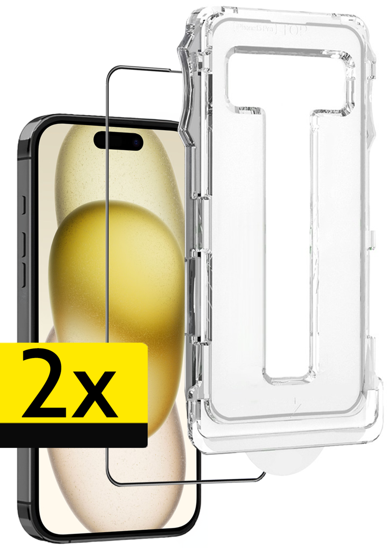 LUQ Screenprotector - Geschikt voor - iPhone 15 Pro Max - Screenprotector Met Installatie Kit Buigbaar Glas Full Cover - Screenprotector Geschikt voor iPhone 15 Pro Max Screenprotector Met Uitlijningstool Full Cover - 2 Stuks
