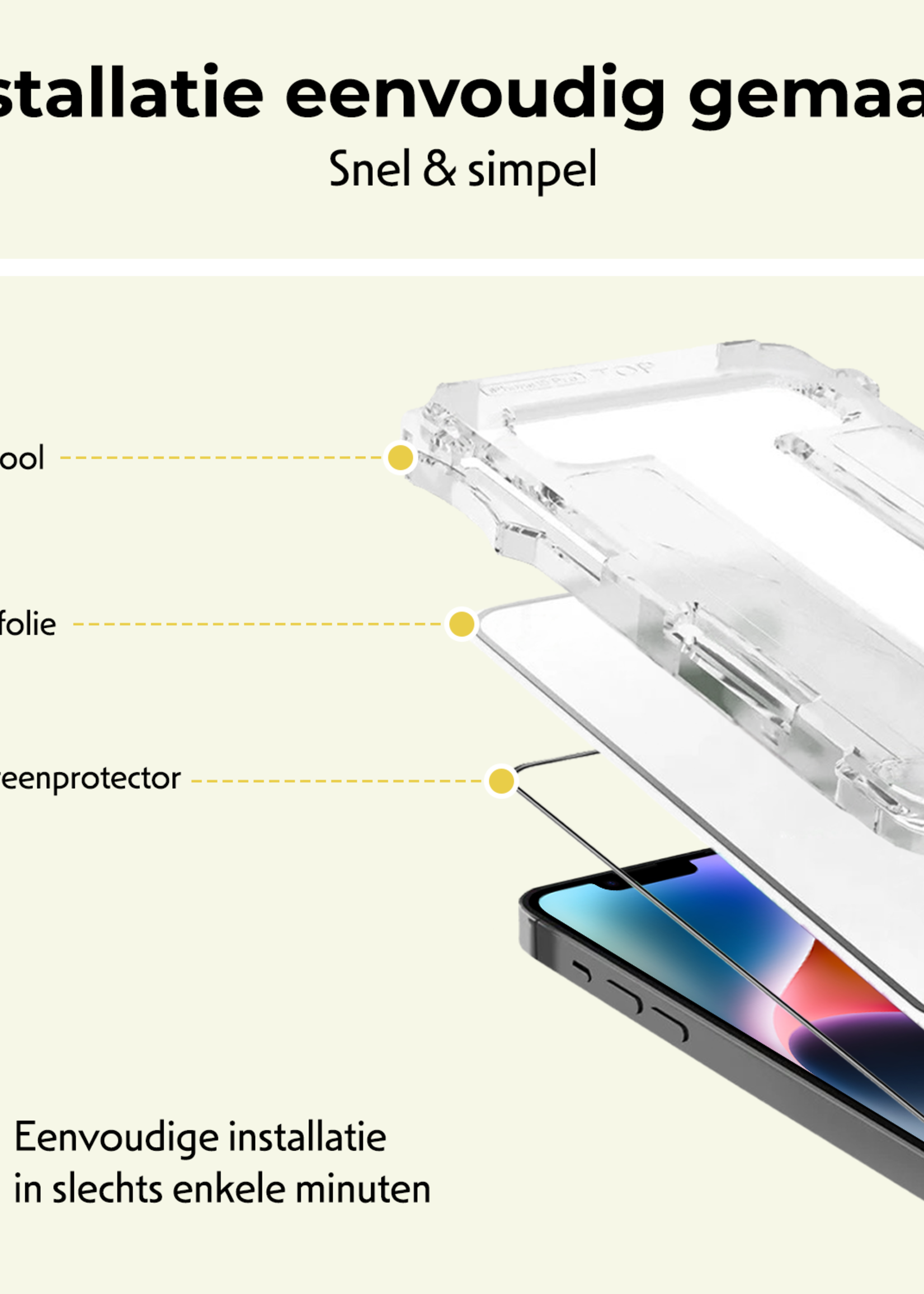 LUQ Screenprotector - Geschikt voor - iPhone 14 - Screenprotector Met Installatie Kit Buigbaar Glas Full Cover - Screenprotector Geschikt voor iPhone 14 Screenprotector Met Uitlijningstool Full Cover