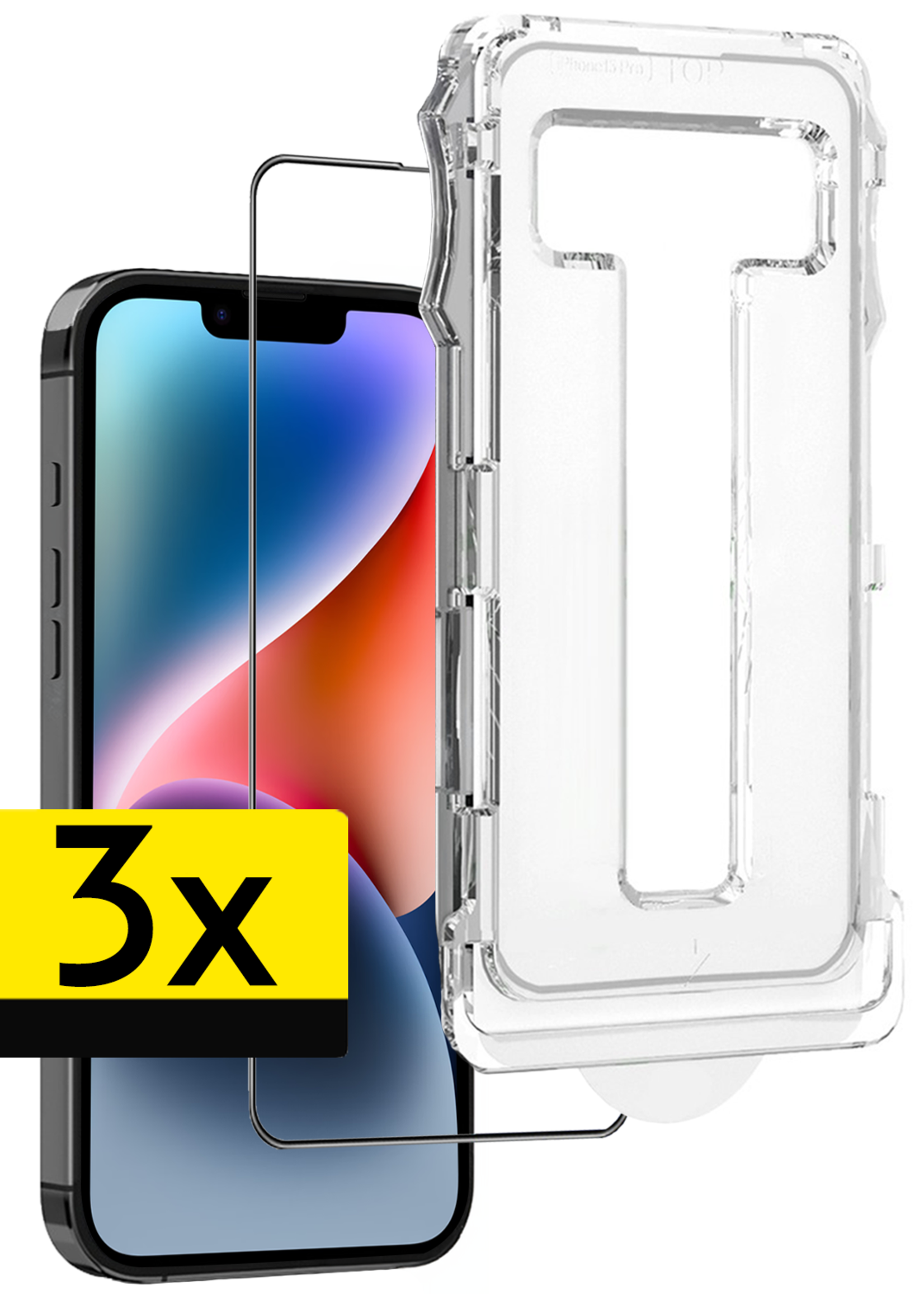 LUQ Screenprotector - Geschikt voor - iPhone 14 Pro Max - Screenprotector Met Installatie Kit Buigbaar Glas Full Cover - Screenprotector Geschikt voor iPhone 14 Pro Max Screenprotector Met Uitlijningstool Full Cover - 3 Stuks