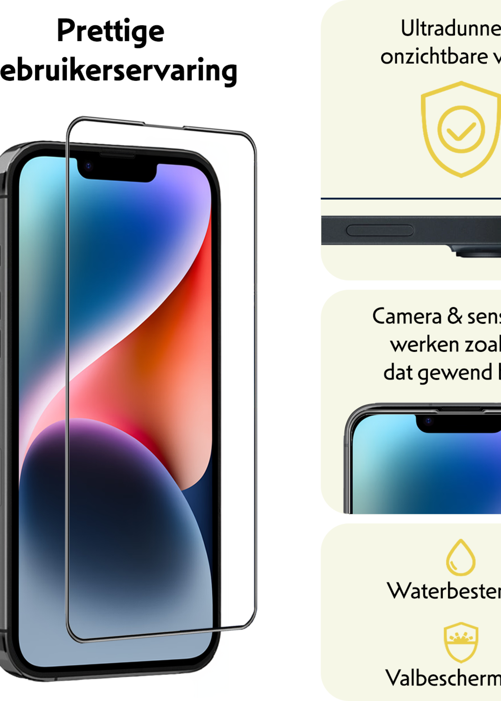 LUQ Screenprotector - Geschikt voor - iPhone 14 - Screenprotector Met Installatie Kit Buigbaar Glas Full Cover - Screenprotector Geschikt voor iPhone 14 Screenprotector Met Uitlijningstool Full Cover - 3 Stuks