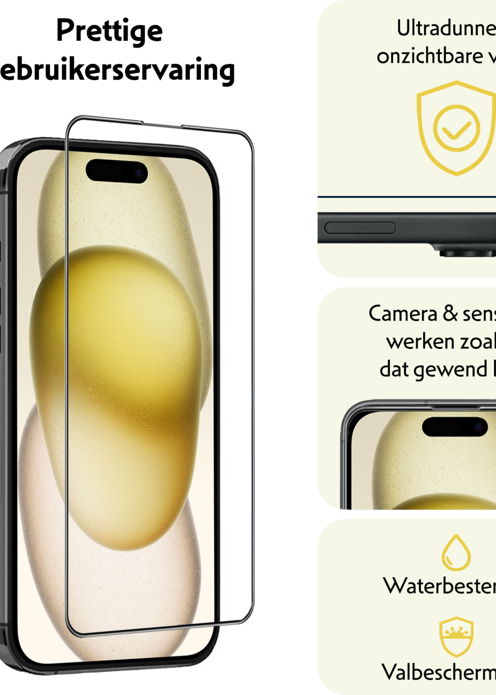 LUQ Screenprotector - Geschikt voor - iPhone 15 Pro Max - Screenprotector Met Installatie Kit Buigbaar Glas Full Cover - Screenprotector Geschikt voor iPhone 15 Pro Max Screenprotector Met Uitlijningstool Full Cover - 2 Stuks
