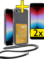 LUQ LUQ iPhone 8 Hoesje Pashouder met Koord Met 2x Screenprotector