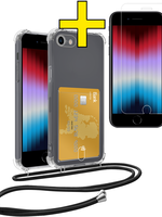 LUQ LUQ iPhone SE 2020 Hoesje Pashouder met Koord Met Screenprotector