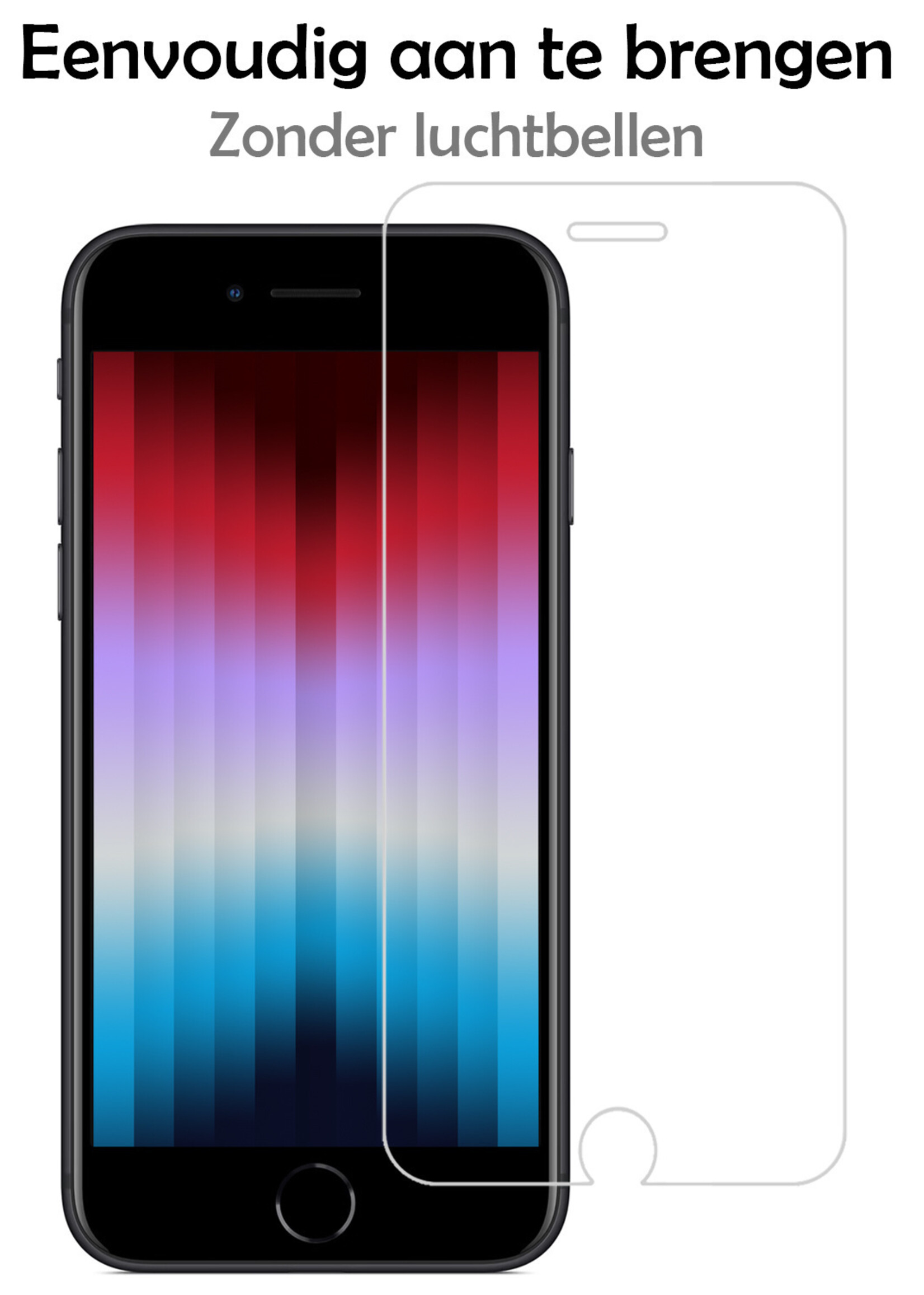 LUQ Hoesje Geschikt voor iPhone SE 2020 Telefoonhoesje Met Koord Case Pashouder Met 2x Screenprotector Siliconen - Hoes Geschikt voor iPhone SE (2020) Hoesje Met Kaarthouder - Transparant