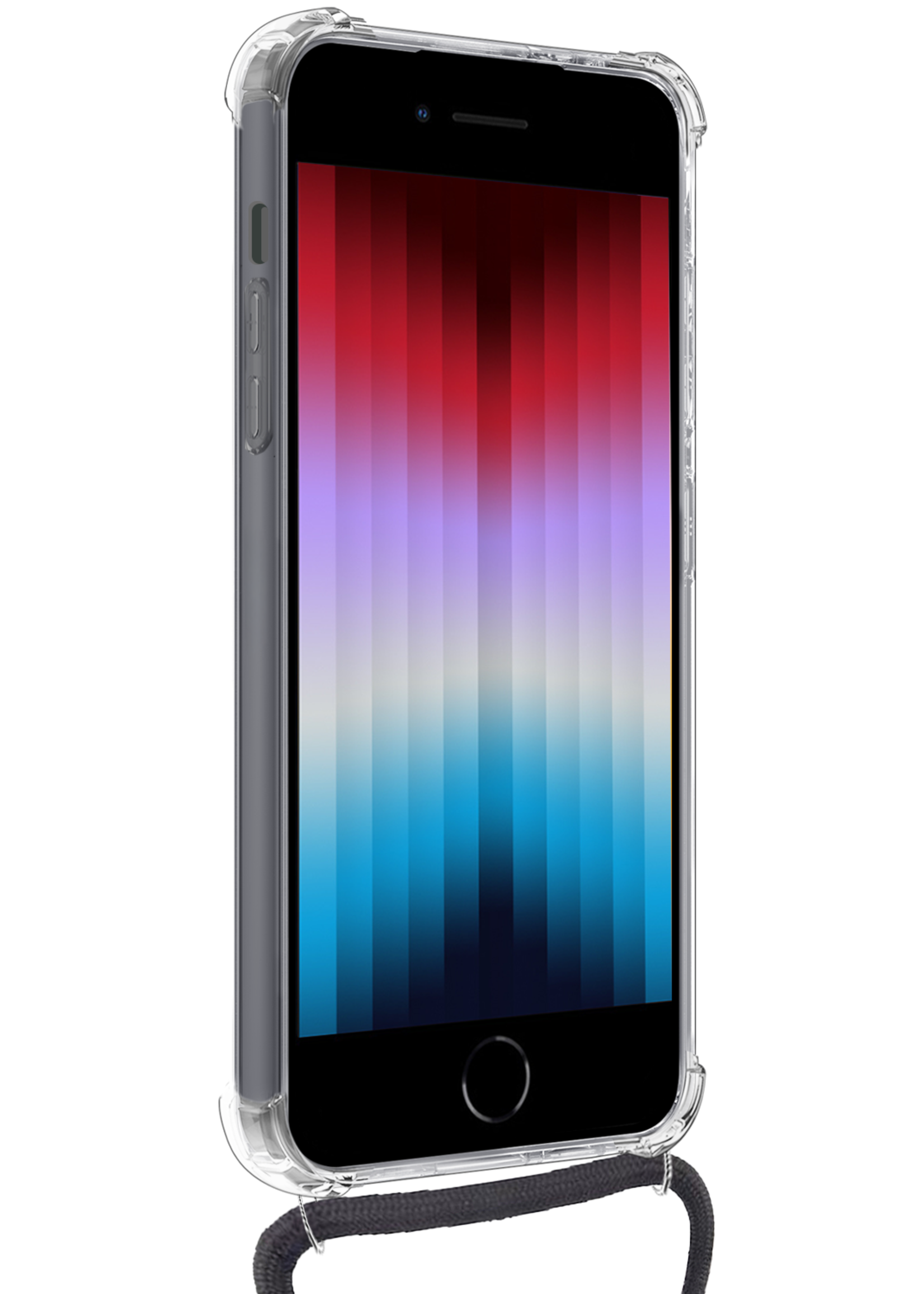 LUQ Hoesje Geschikt voor iPhone SE 2022 Telefoonhoesje Met Koord Case Pashouder Siliconen - Hoes Geschikt voor iPhone SE (2022) Hoesje Met Kaarthouder - Transparant