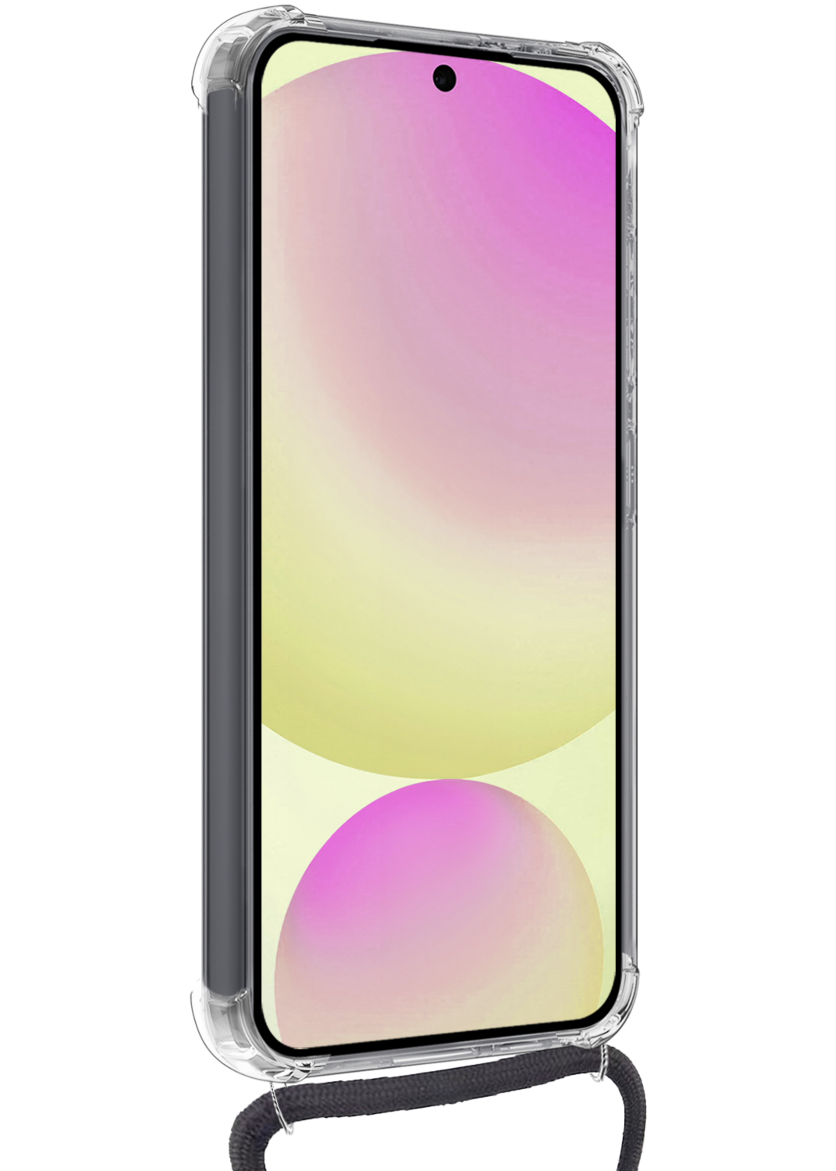 LUQ Hoesje Geschikt voor Samsung S24 FE Hoesje Shockproof Case Siliconen Hoes Met Koord - Transparant