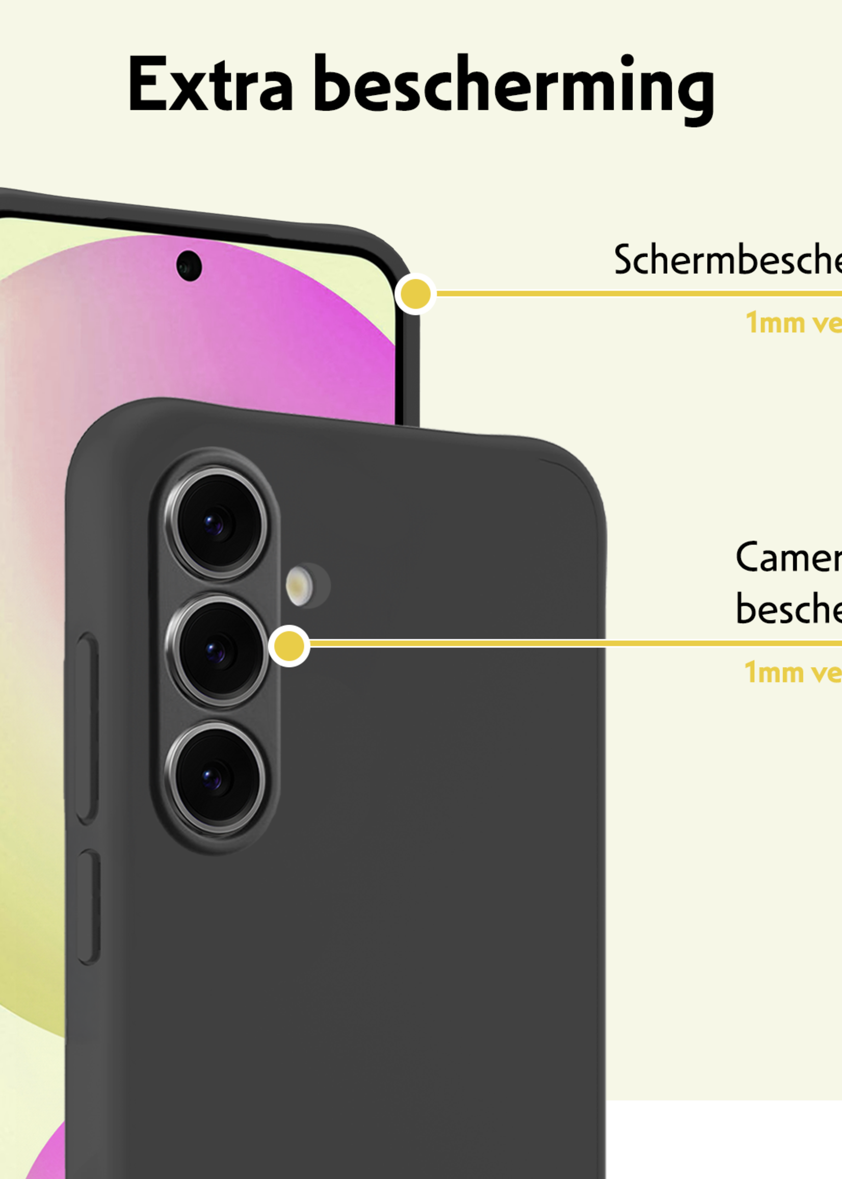 LUQ Hoesje Geschikt voor Samsung S24 FE Hoesje Siliconen Case Met 2x Screenprotector - Hoes Geschikt voor Samsung Galaxy S24 FE Hoes Siliconen - Zwart