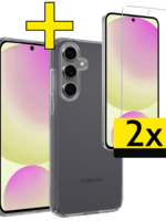 LUQ LUQ Samsung Galaxy S24 FE Hoesje Siliconen Met 2x Screenprotector - Transparant