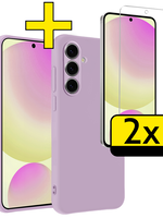 LUQ LUQ Samsung Galaxy S24 FE Hoesje Siliconen Met 2x Screenprotector - Lila