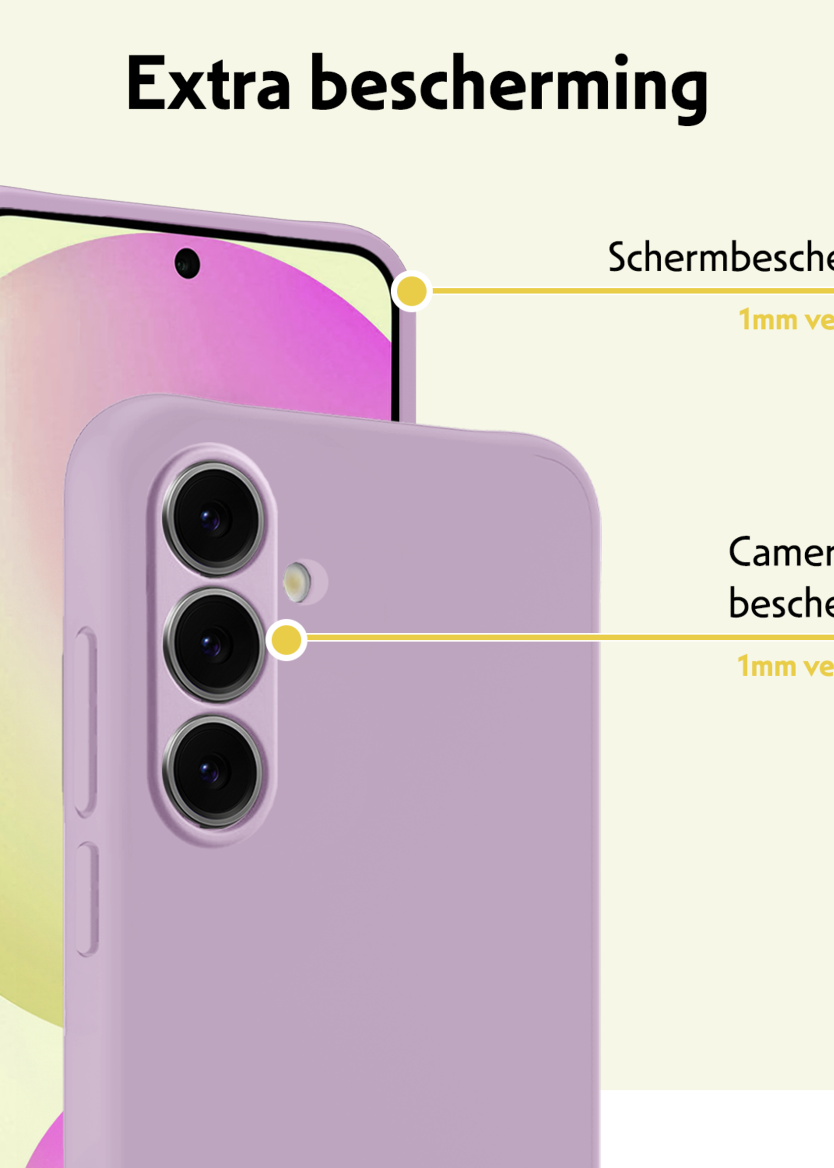 LUQ Hoesje Geschikt voor Samsung S24 FE Hoesje Siliconen Case Met 2x Screenprotector - Hoes Geschikt voor Samsung Galaxy S24 FE Hoes Siliconen - Lila