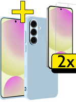 LUQ LUQ Samsung Galaxy S24 FE Hoesje Siliconen Met 2x Screenprotector - Lichtblauw