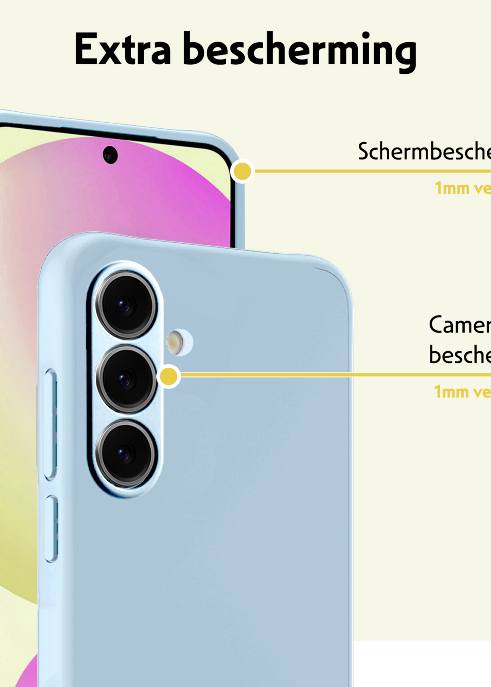 LUQ Hoesje Geschikt voor Samsung S24 FE Hoesje Siliconen Case Met 2x Screenprotector - Hoes Geschikt voor Samsung Galaxy S24 FE Hoes Siliconen - Lichtblauw