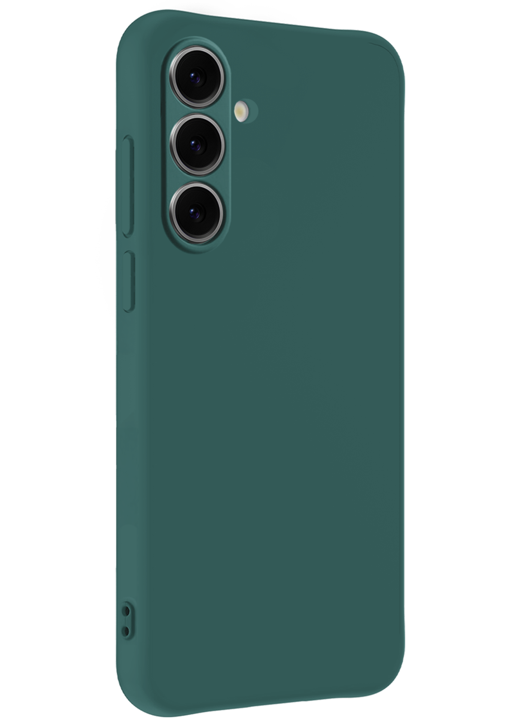 LUQ Hoesje Geschikt voor Samsung S24 FE Hoesje Siliconen Case Met 2x Screenprotector - Hoes Geschikt voor Samsung Galaxy S24 FE Hoes Siliconen - Donkergroen