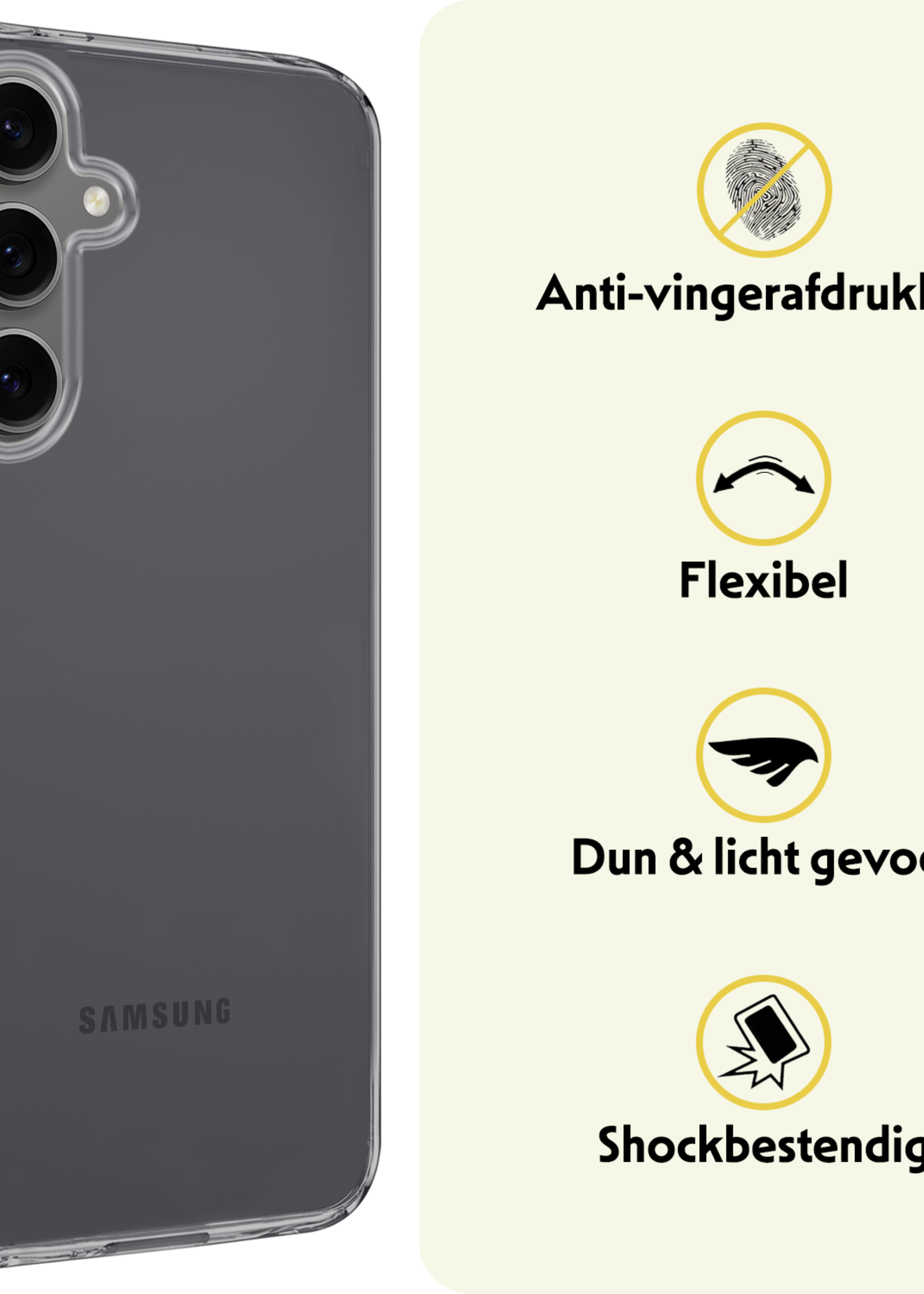 LUQ Hoesje Geschikt voor Samsung S24 FE Hoesje Siliconen Case Met Screenprotector - Hoes Geschikt voor Samsung Galaxy S24 FE Hoes Siliconen - Transparant
