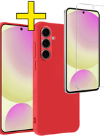 LUQ LUQ Samsung Galaxy S24 FE Hoesje Siliconen Met Screenprotector - Rood