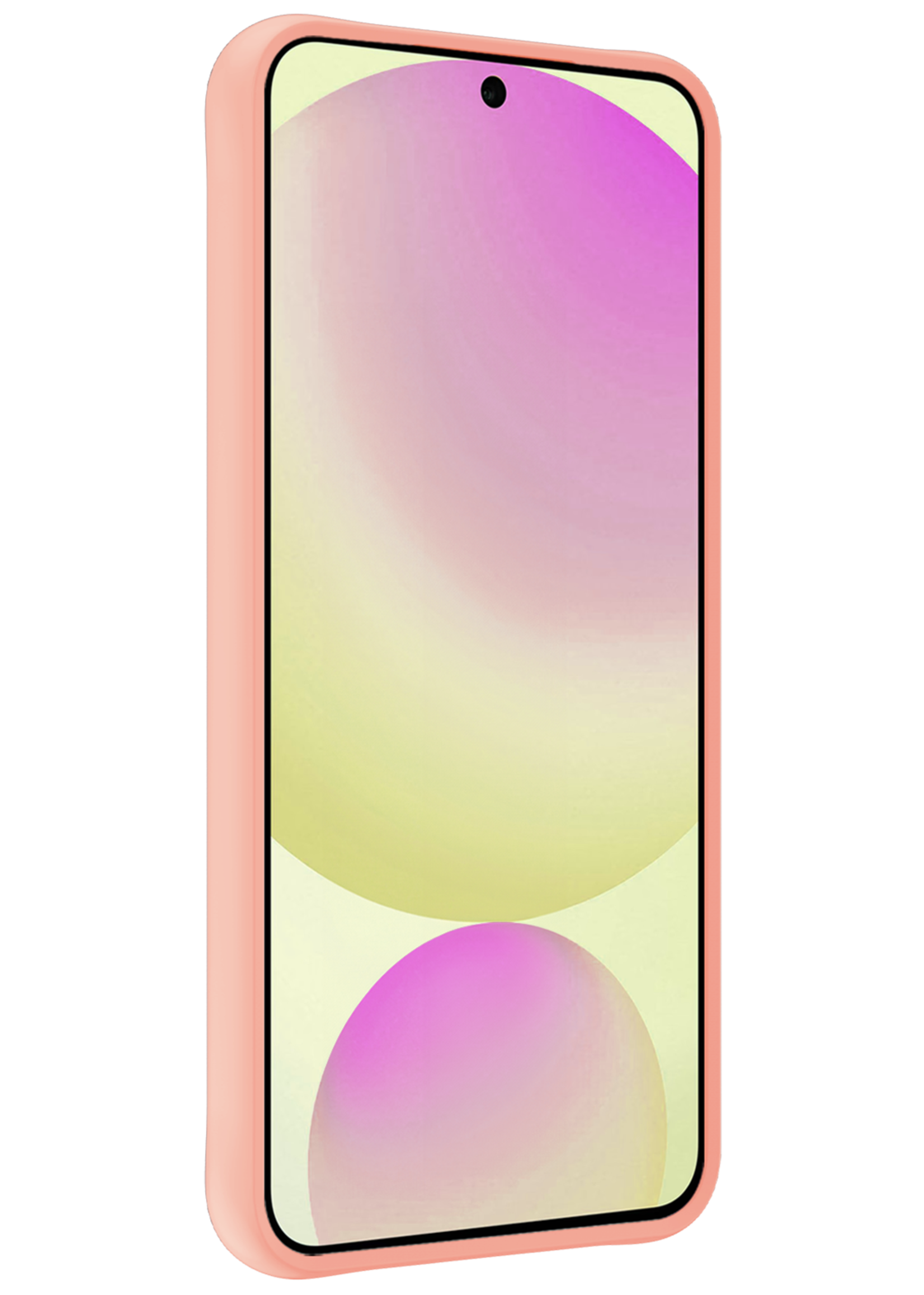 LUQ Hoesje Geschikt voor Samsung S24 FE Hoesje Siliconen Case Met Screenprotector - Hoes Geschikt voor Samsung Galaxy S24 FE Hoes Siliconen - Perzik