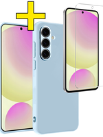 LUQ LUQ Samsung Galaxy S24 FE Hoesje Siliconen Met Screenprotector - Lichtblauw