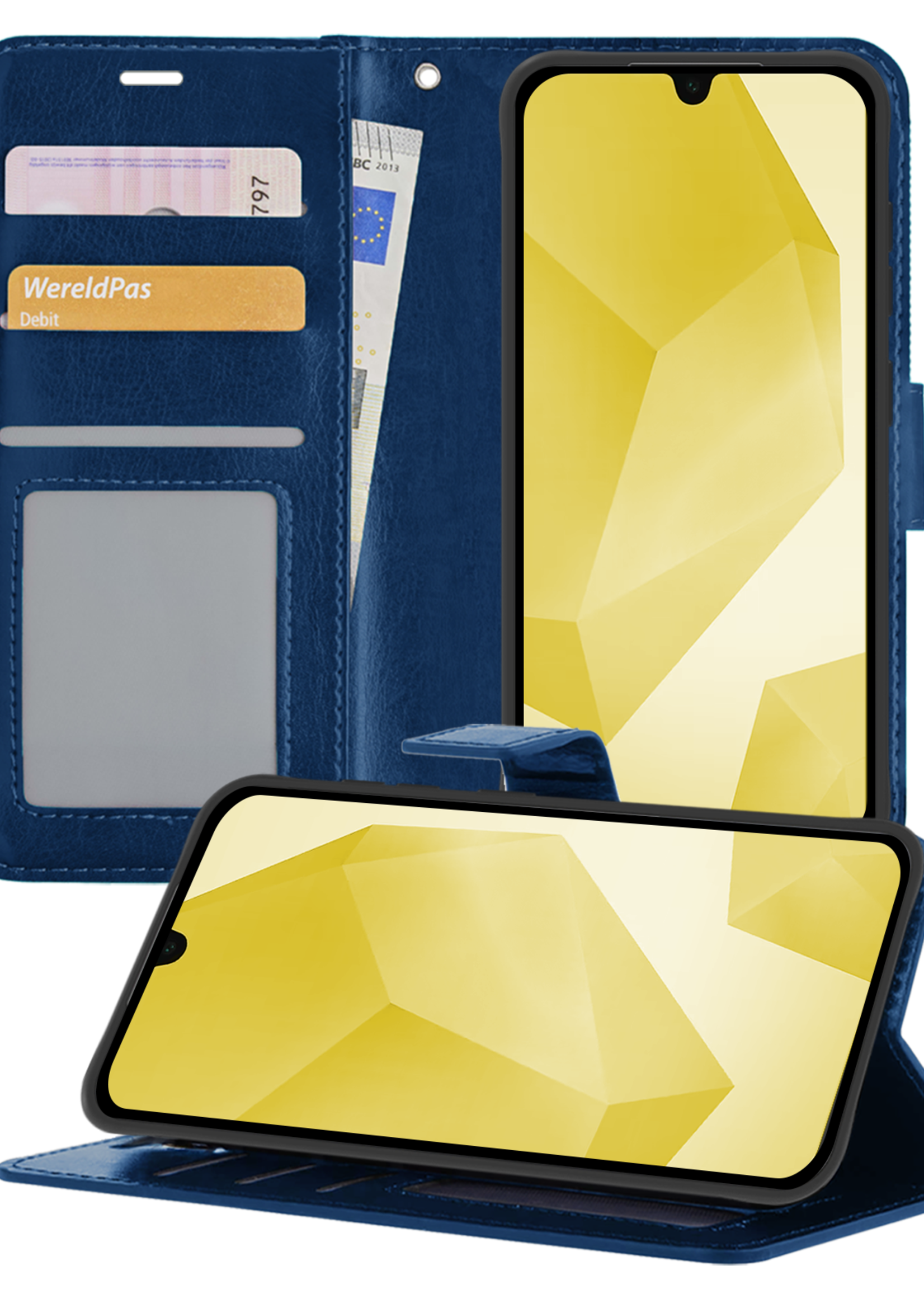 LUQ Hoesje Geschikt voor Samsung A16 Hoesje Book Case Hoes Wallet Cover - Hoes Geschikt voor Samsung Galaxy A16 Hoesje Bookcase Hoes - Donkerblauw