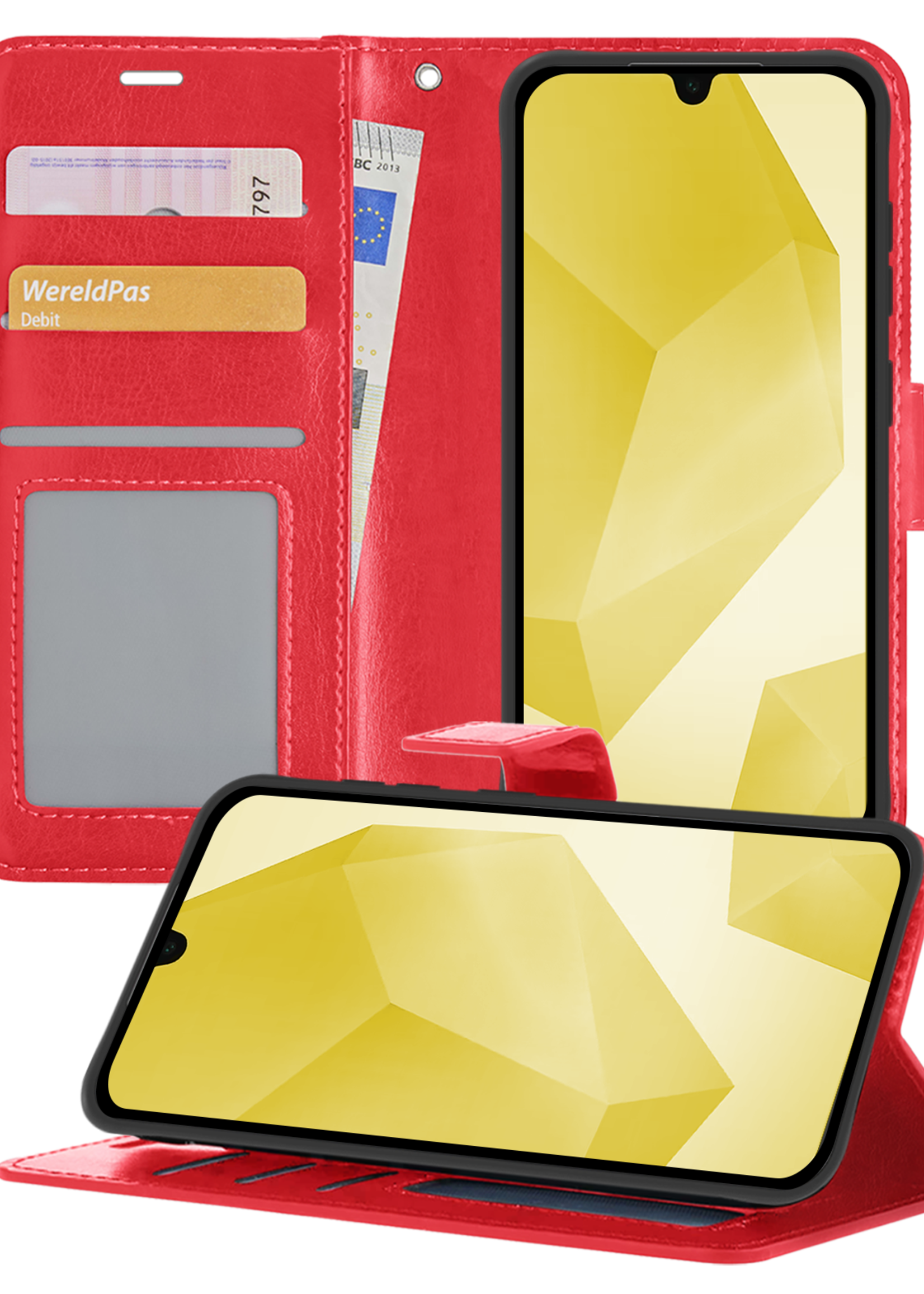 LUQ Hoesje Geschikt voor Samsung A16 Hoesje Book Case Hoes Wallet Cover - Hoes Geschikt voor Samsung Galaxy A16 Hoesje Bookcase Hoes - Rood