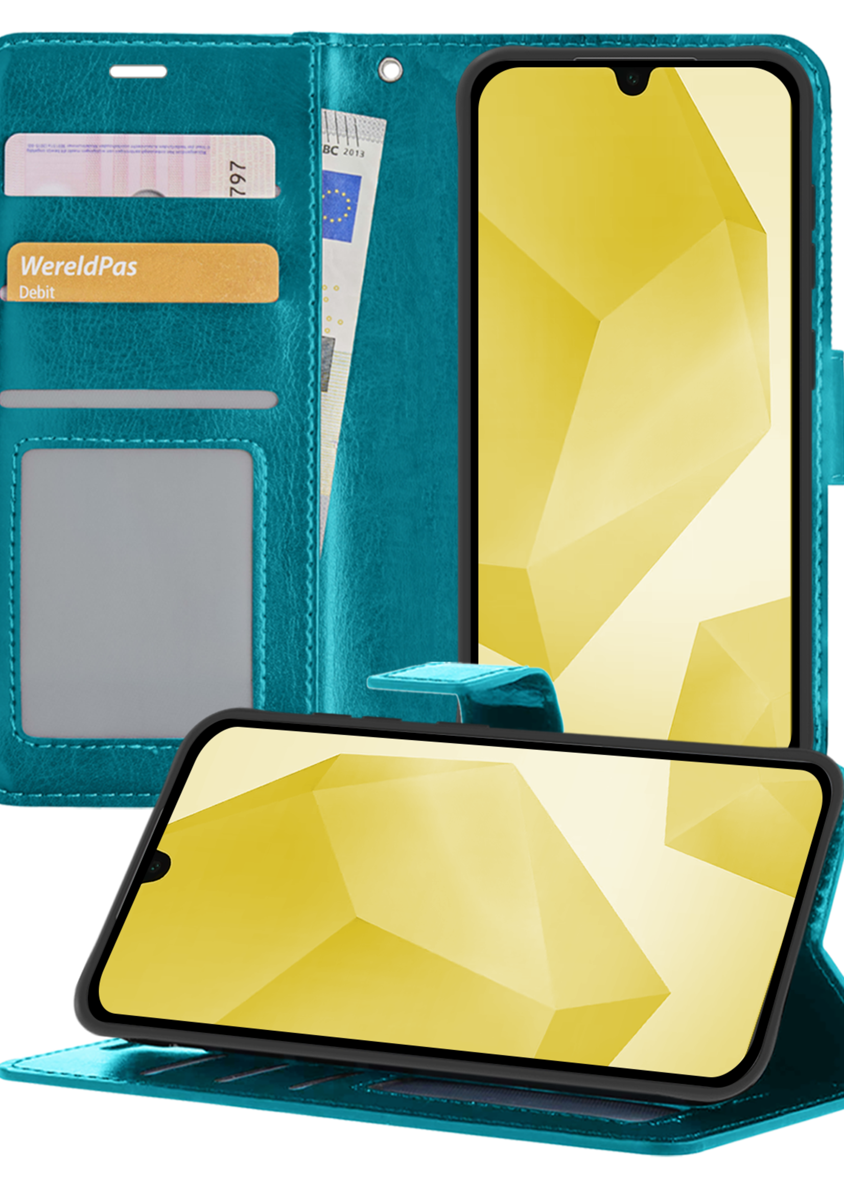 LUQ Hoesje Geschikt voor Samsung A16 Hoesje Book Case Hoes Wallet Cover - Hoes Geschikt voor Samsung Galaxy A16 Hoesje Bookcase Hoes - Turquoise