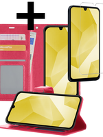 LUQ LUQ Samsung Galaxy A16 Hoesje Bookcase Met Screenprotector - Donkerroze