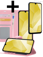 LUQ LUQ Samsung Galaxy A16 Hoesje Bookcase Met Screenprotector - Lichtroze