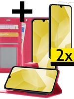 LUQ LUQ Samsung Galaxy A16 Hoesje Bookcase Met 2x Screenprotector - Donkerroze