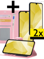 LUQ LUQ Samsung Galaxy A16 Hoesje Bookcase Met 2x Screenprotector - Lichtroze