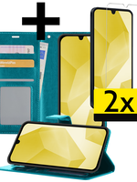 LUQ LUQ Samsung Galaxy A16 Hoesje Bookcase Met 2x Screenprotector - Turquoise