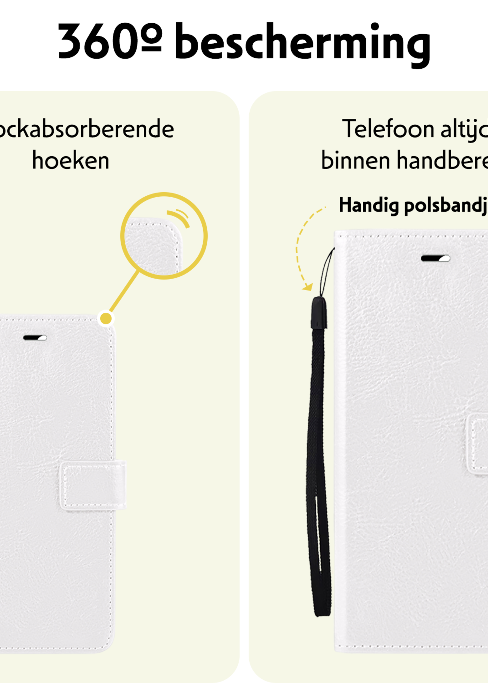 LUQ Hoesje Geschikt voor Samsung A16 Hoesje Book Case Hoes Wallet Cover Met 2x Screenprotector - Hoes Geschikt voor Samsung Galaxy A16 Hoesje Bookcase Hoes - Wit