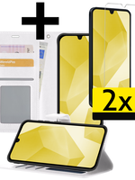 LUQ LUQ Samsung Galaxy A16 Hoesje Bookcase Met 2x Screenprotector - Wit