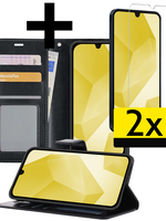 LUQ LUQ Samsung Galaxy A16 Hoesje Bookcase Met 2x Screenprotector - Zwart