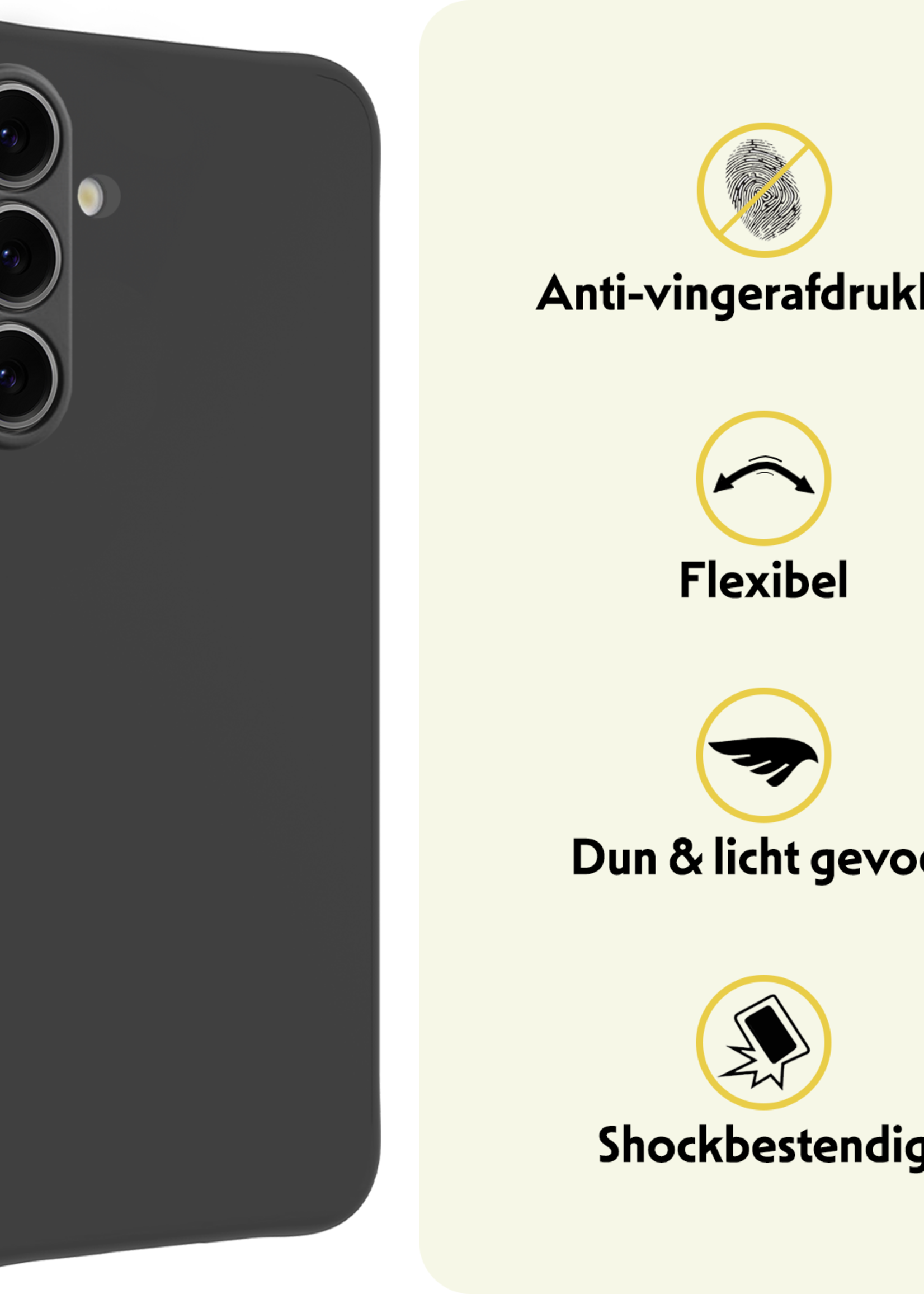 LUQ Hoesje Geschikt voor Samsung S24 FE Hoesje Siliconen Case - Hoes Geschikt voor Samsung Galaxy S24 FE Hoes Siliconen - Zwart