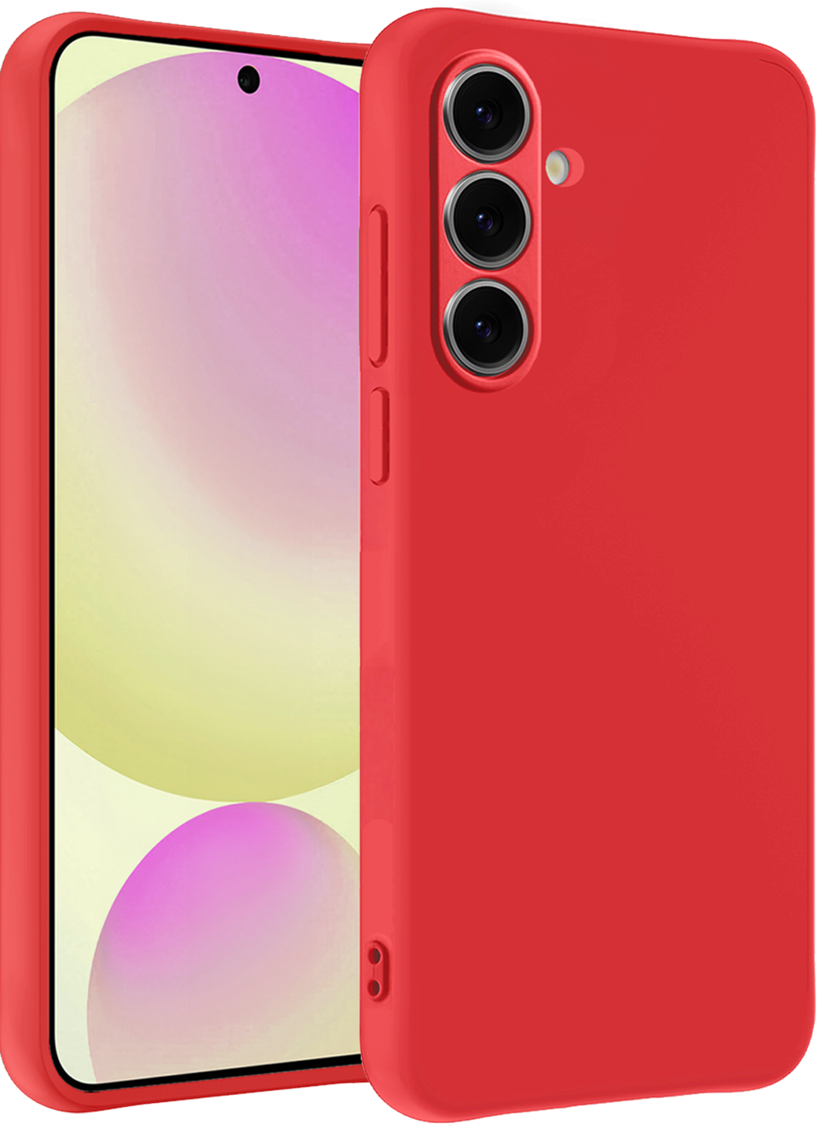 LUQ Hoesje Geschikt voor Samsung S24 FE Hoesje Siliconen Case - Hoes Geschikt voor Samsung Galaxy S24 FE Hoes Siliconen - Rood