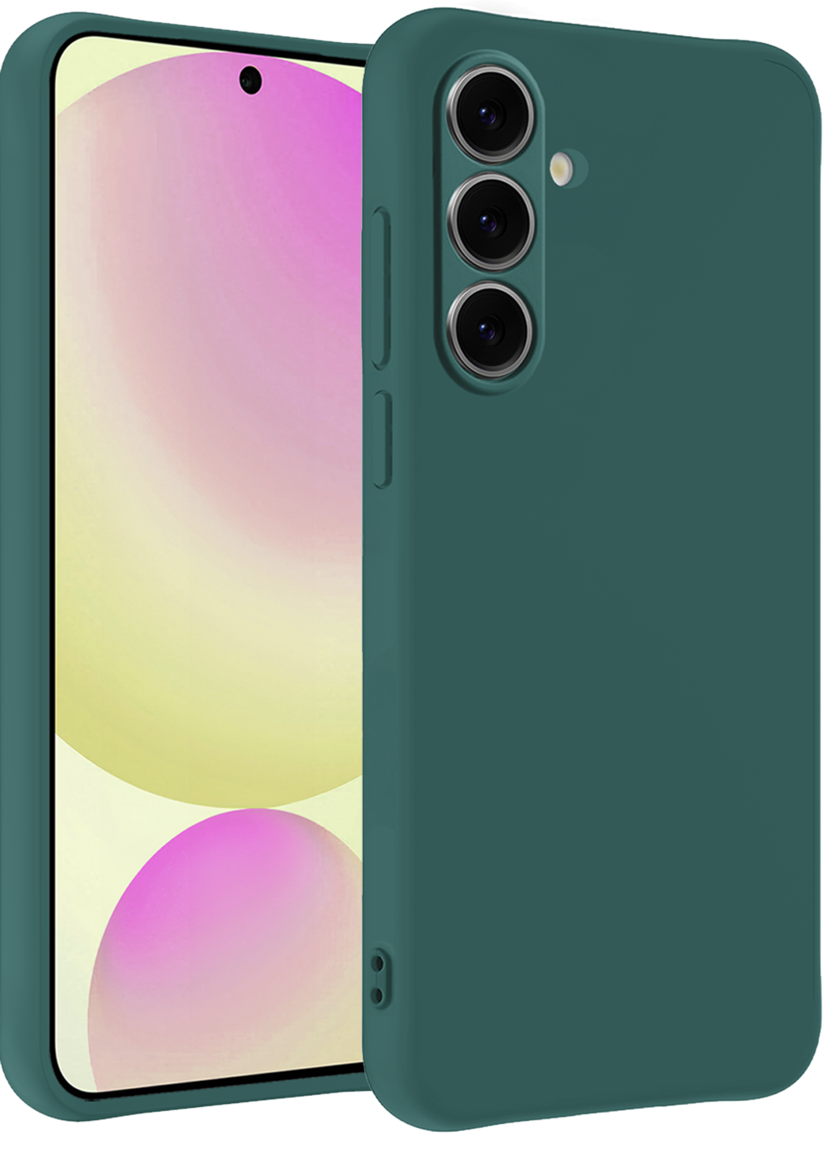 LUQ Hoesje Geschikt voor Samsung S24 FE Hoesje Siliconen Case - Hoes Geschikt voor Samsung Galaxy S24 FE Hoes Siliconen - Donkergroen