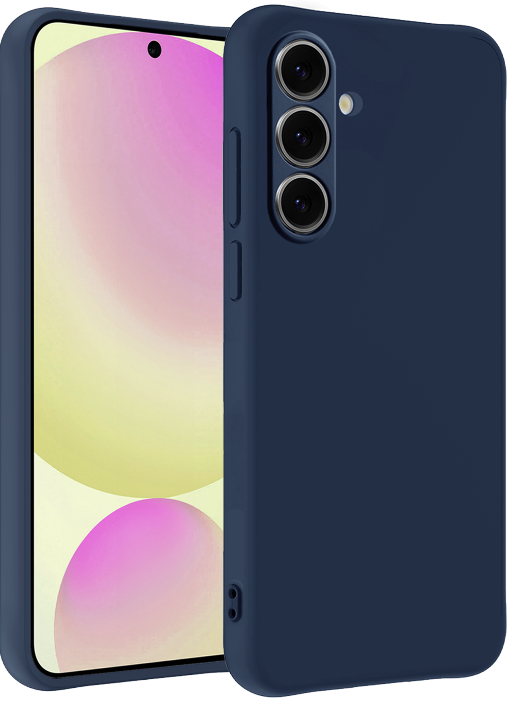 LUQ Hoesje Geschikt voor Samsung S24 FE Hoesje Siliconen Case - Hoes Geschikt voor Samsung Galaxy S24 FE Hoes Siliconen - Donkerblauw