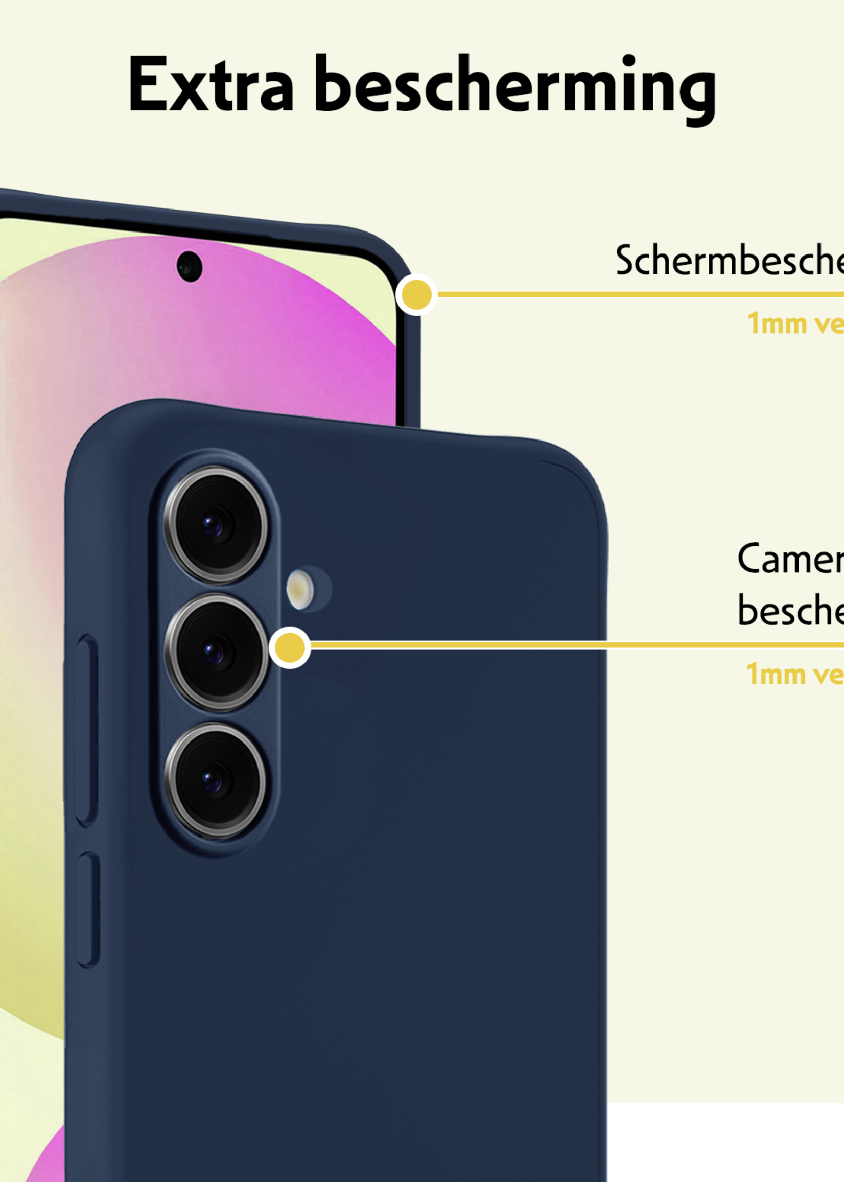 LUQ Hoesje Geschikt voor Samsung S24 FE Hoesje Siliconen Case - Hoes Geschikt voor Samsung Galaxy S24 FE Hoes Siliconen - Donkerblauw