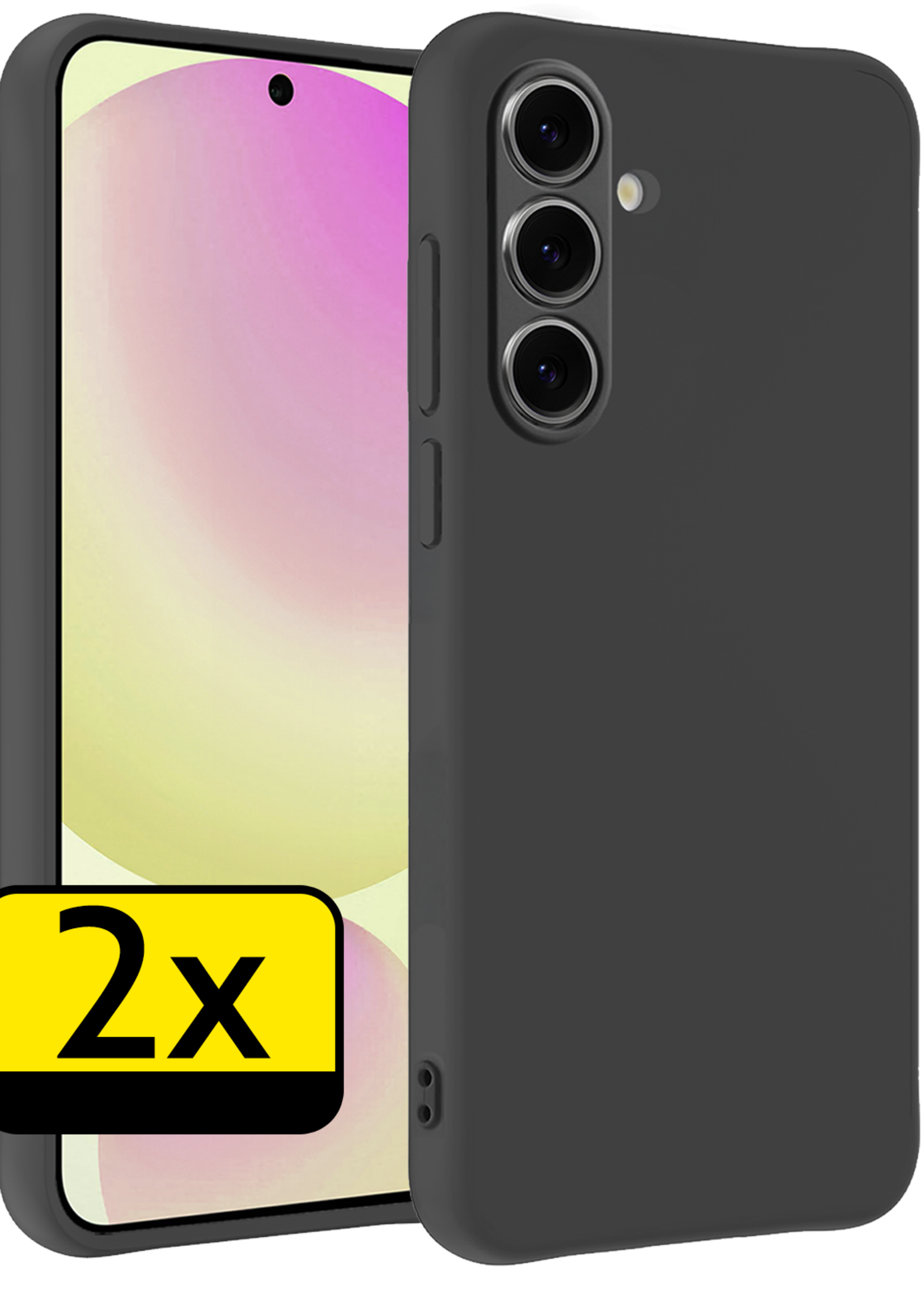 LUQ Hoesje Geschikt voor Samsung S24 FE Hoesje Siliconen Case - Hoes Geschikt voor Samsung Galaxy S24 FE Hoes Siliconen - Zwart - 2 Stuks