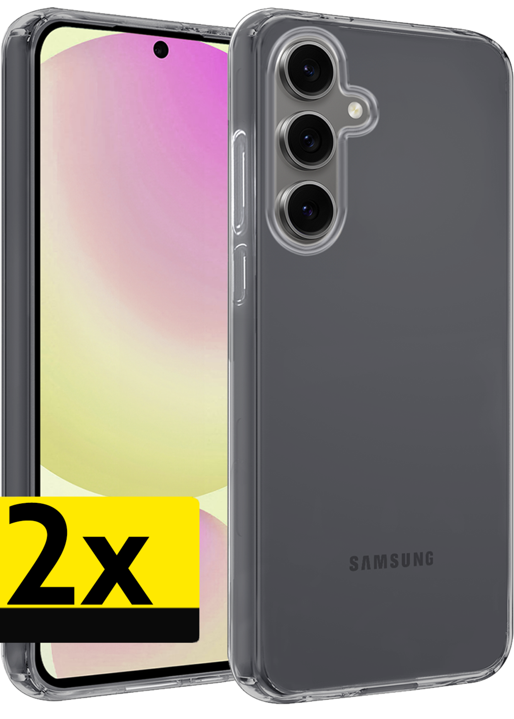 LUQ Hoesje Geschikt voor Samsung S24 FE Hoesje Siliconen Case - Hoes Geschikt voor Samsung Galaxy S24 FE Hoes Siliconen - Transparant - 2 Stuks