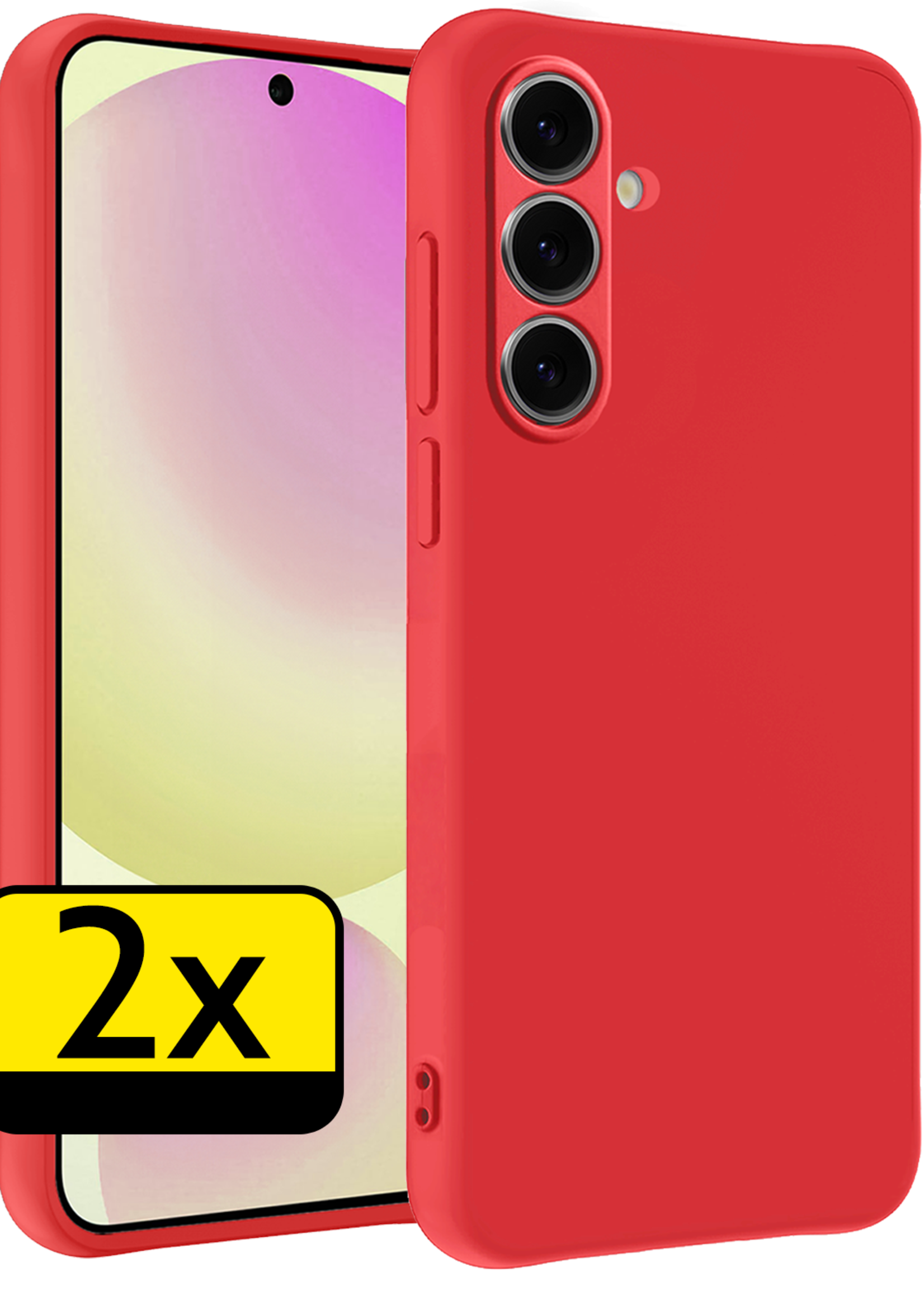 LUQ Hoesje Geschikt voor Samsung S24 FE Hoesje Siliconen Case - Hoes Geschikt voor Samsung Galaxy S24 FE Hoes Siliconen - Rood - 2 Stuks