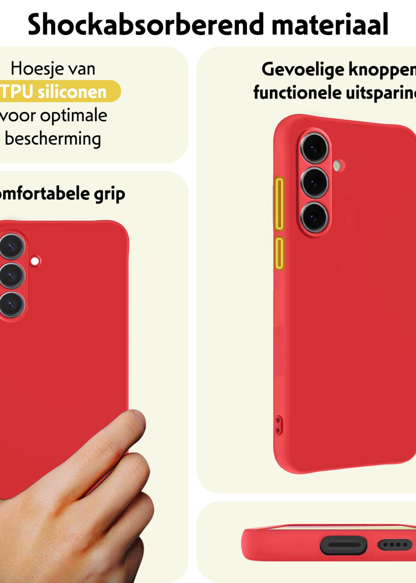 LUQ Hoesje Geschikt voor Samsung S24 FE Hoesje Siliconen Case - Hoes Geschikt voor Samsung Galaxy S24 FE Hoes Siliconen - Rood - 2 Stuks