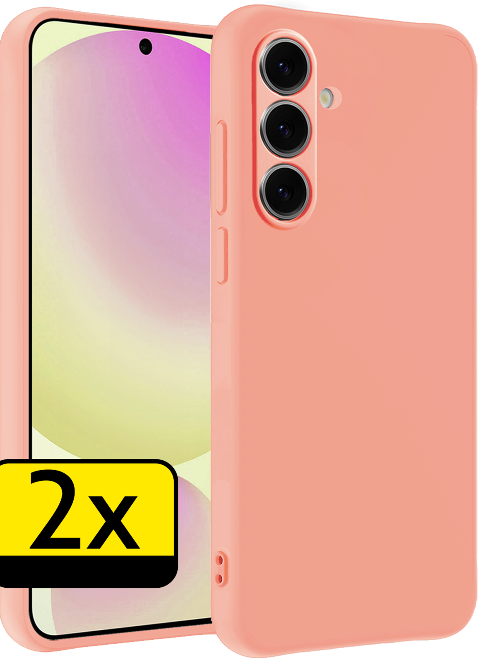 LUQ Hoesje Geschikt voor Samsung S24 FE Hoesje Siliconen Case - Hoes Geschikt voor Samsung Galaxy S24 FE Hoes Siliconen - Perzik - 2 Stuks