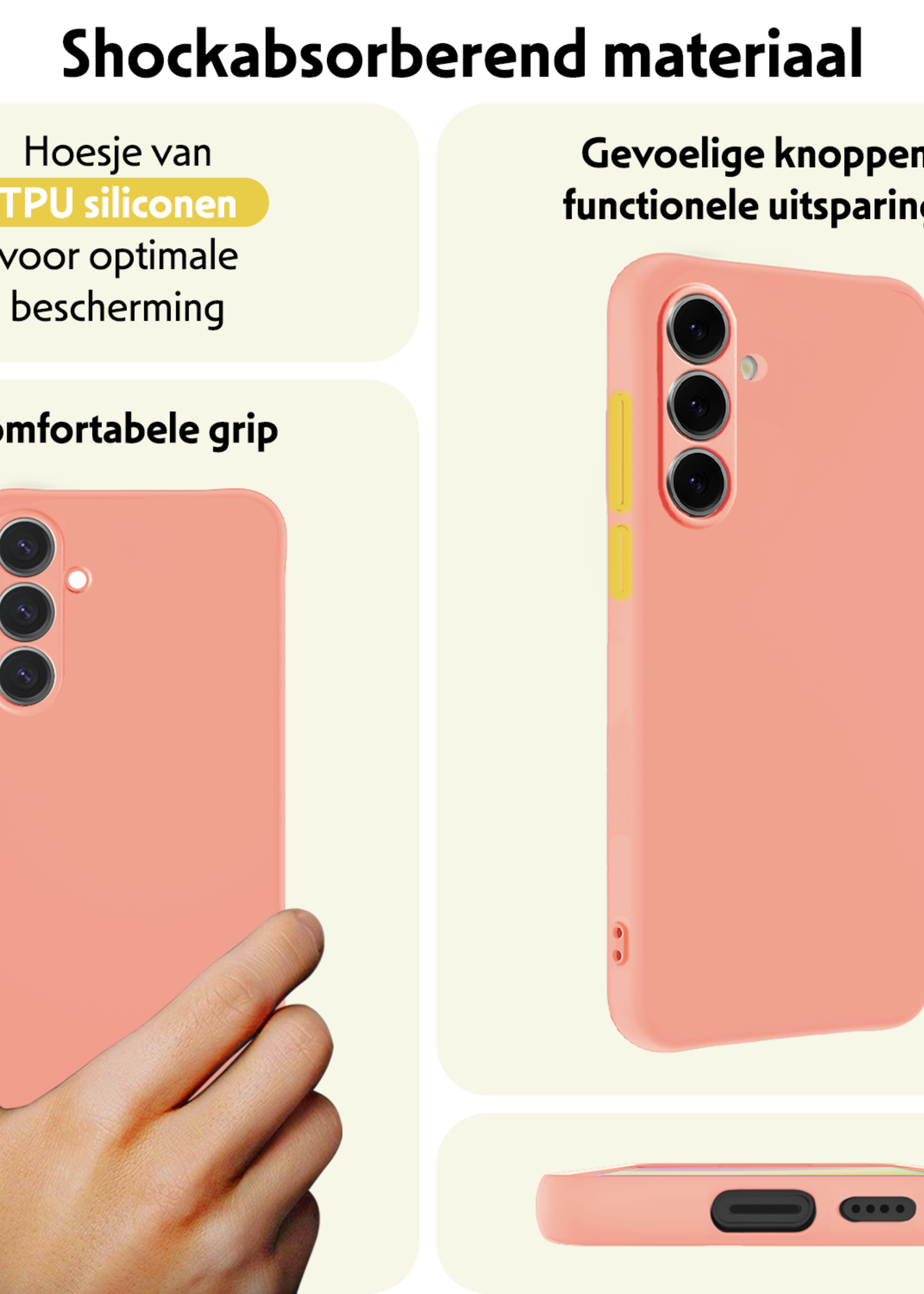 LUQ Hoesje Geschikt voor Samsung S24 FE Hoesje Siliconen Case - Hoes Geschikt voor Samsung Galaxy S24 FE Hoes Siliconen - Perzik - 2 Stuks