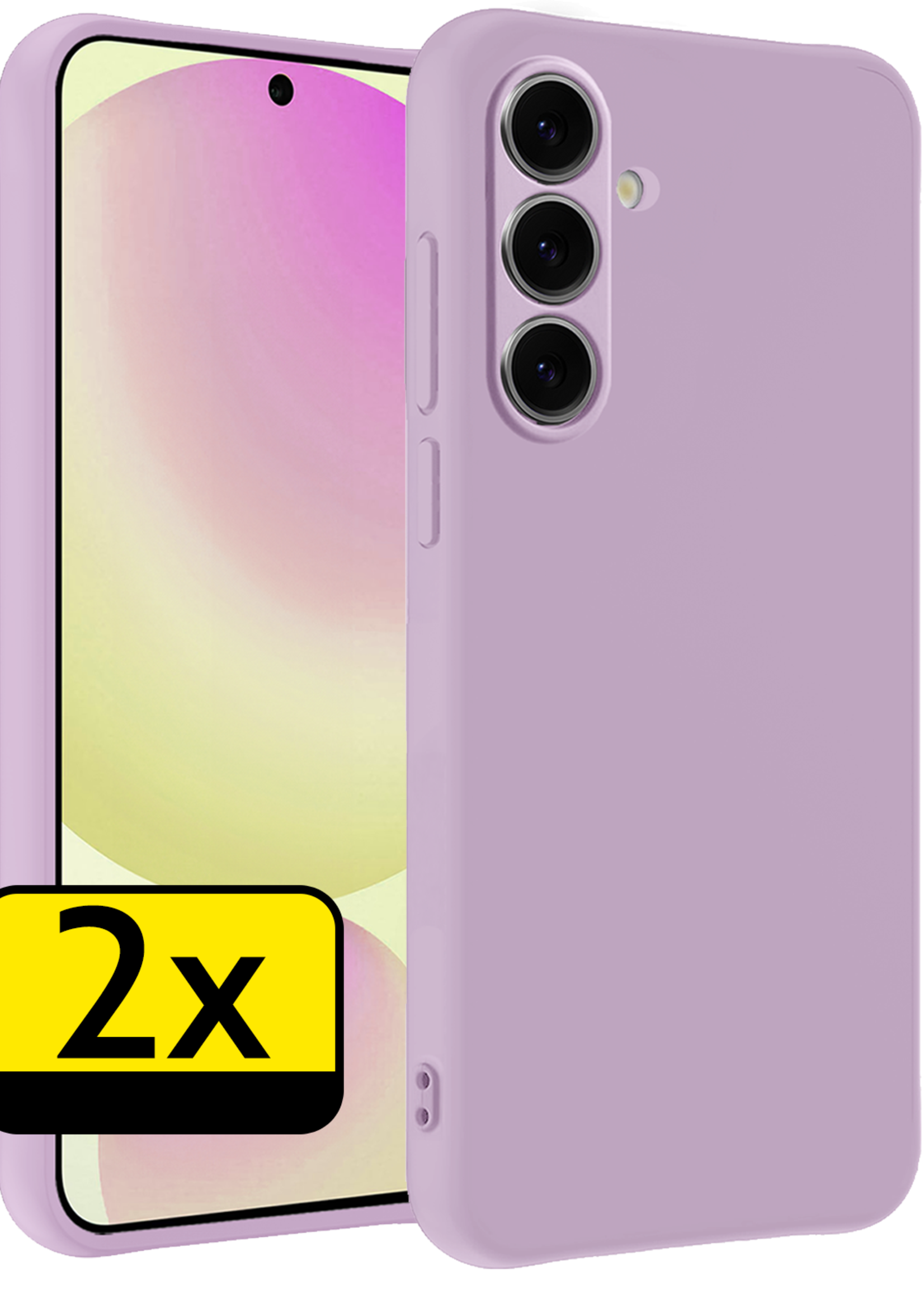 LUQ Hoesje Geschikt voor Samsung S24 FE Hoesje Siliconen Case - Hoes Geschikt voor Samsung Galaxy S24 FE Hoes Siliconen - Lila - 2 Stuks